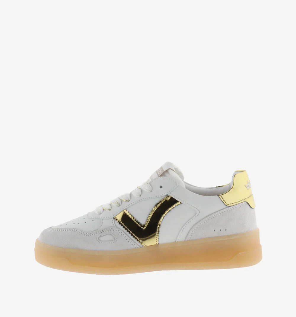 VICTORIA Sneakers Weiß Spaltleder Gold