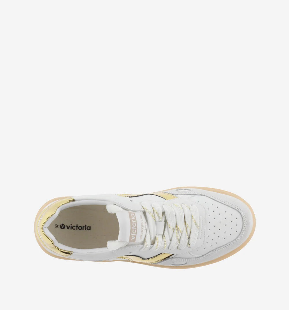 VICTORIA Sneakers Weiß Spaltleder Gold