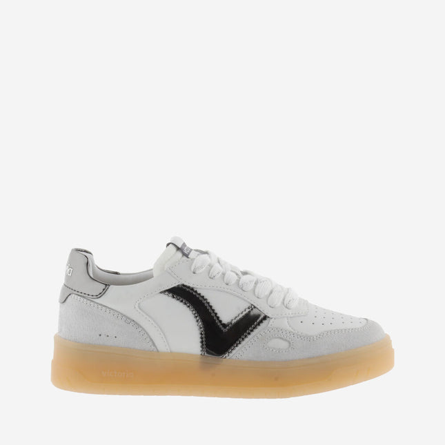 VICTORIA Sneakers Weiß Spaltleder Gun