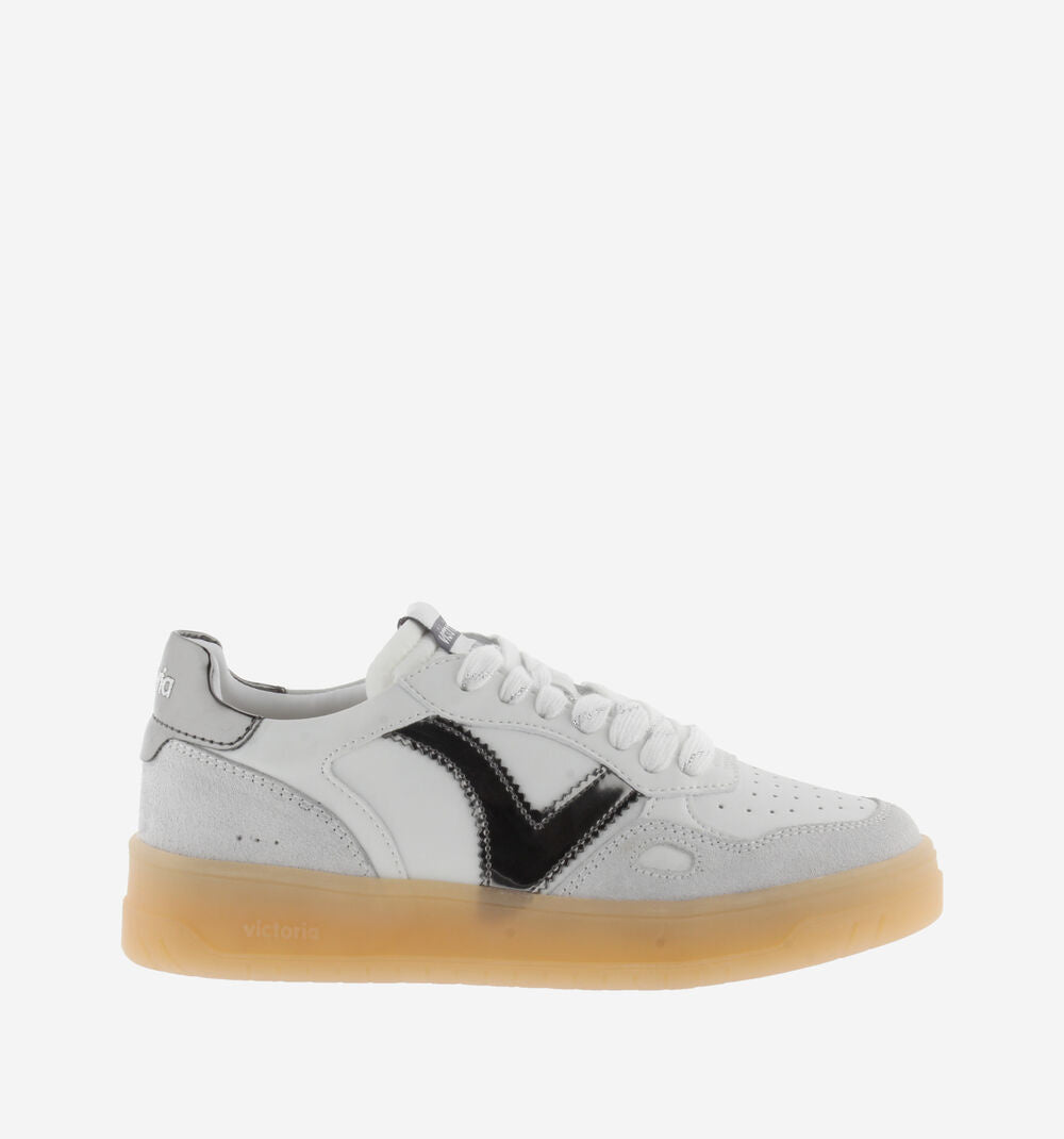 VICTORIA Sneakers Weiß Spaltleder Gun