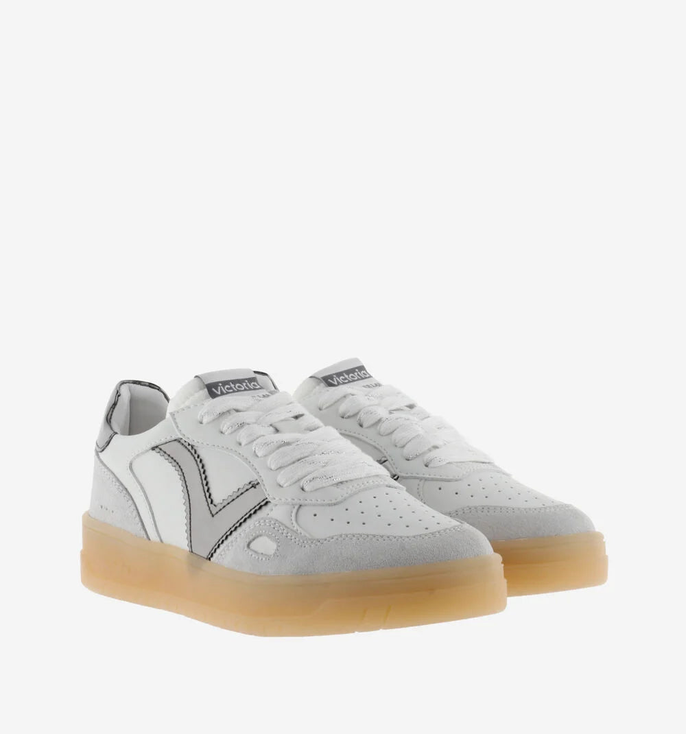 VICTORIA Sneakers Weiß Spaltleder Gun
