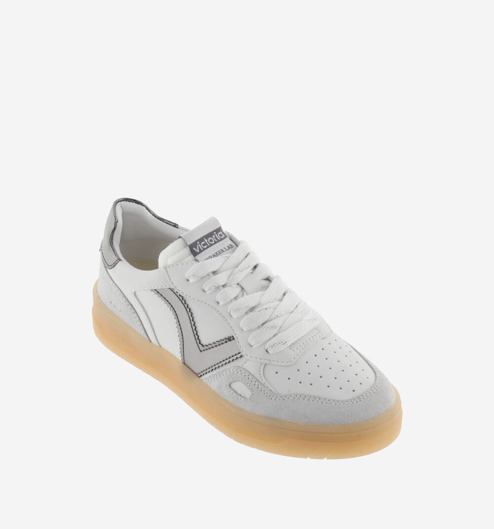 VICTORIA Sneakers Weiß Spaltleder Gun