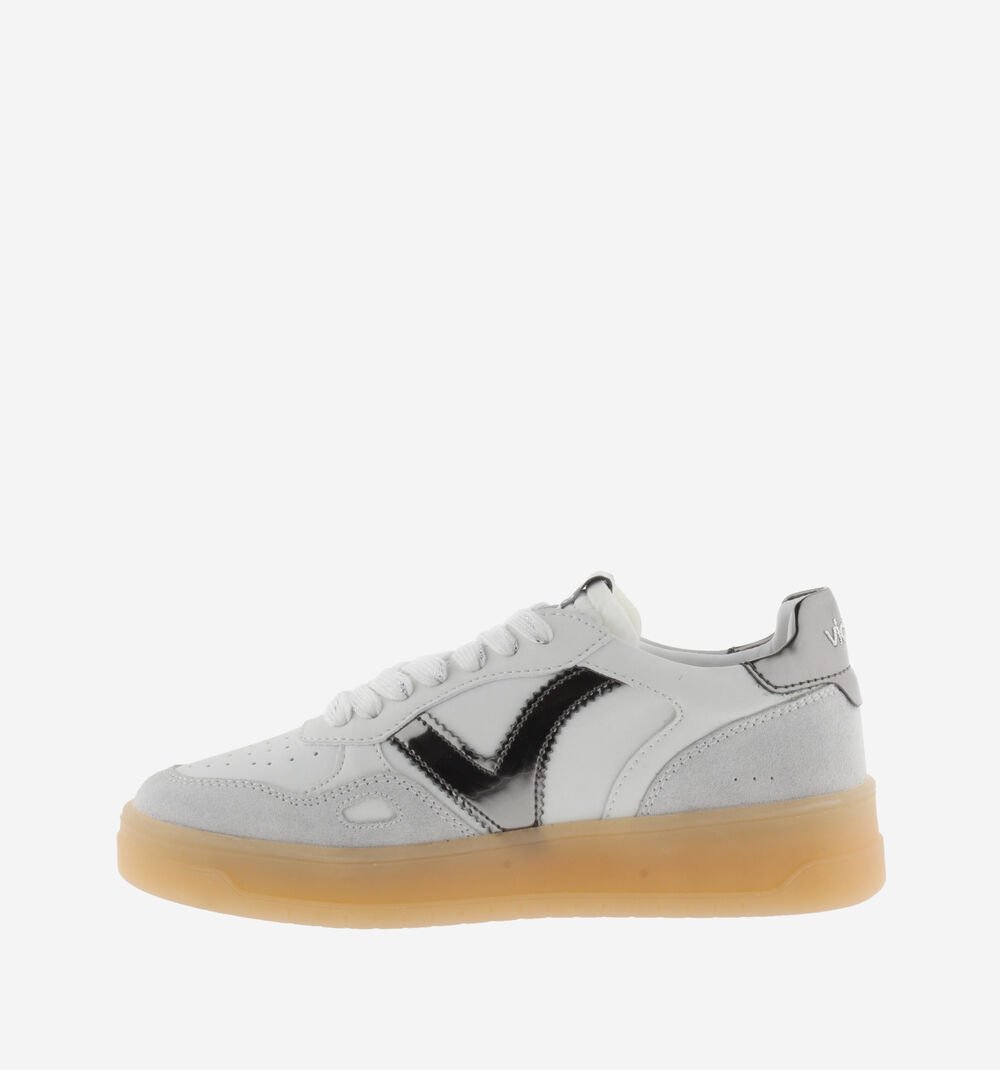 VICTORIA Sneakers Weiß Spaltleder Gun