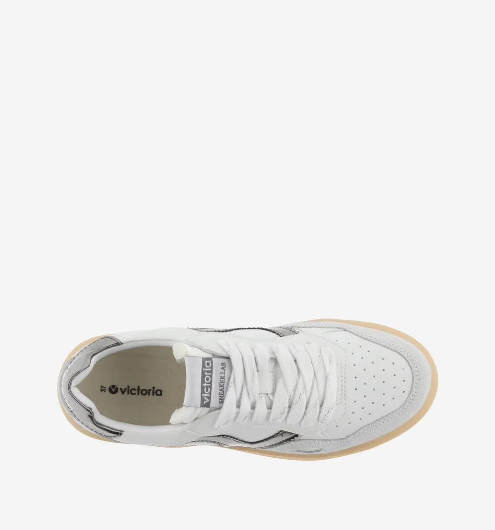 VICTORIA Sneakers Weiß Spaltleder Gun