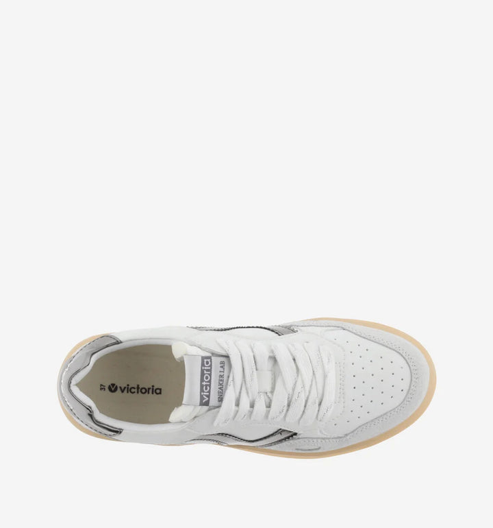 VICTORIA Sneakers Weiß Spaltleder Gun
